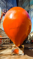 detail of ship hull at dry dock