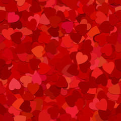 Repeating geometric heart pattern background - vector graphic design from rotated red hearts with shadow effect