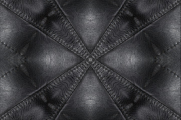 black leather abstract background. kaleidoscope texture
