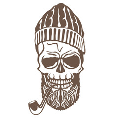 Crane hipster barbu avec un bonnet et une pipe