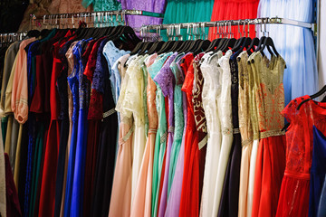 Dresses in a retail shop