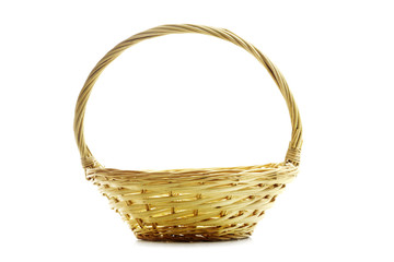 Fototapeta na wymiar Empty wicker basket isolated on a white