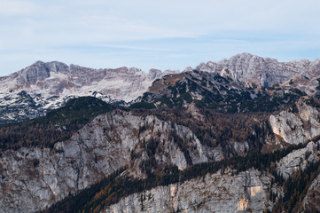 Rugged mountain peaks in the Julian Alps range