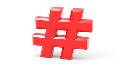 Hashtag Rouge Centré en 3D