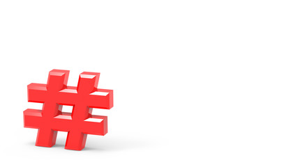 Obraz premium Hashtag Rouge bas coté gauche en 3D