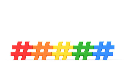Communauté Hashtag Multicouleur coté bas version 2 en 3D