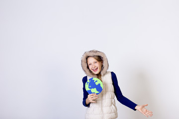 Kids with a globe