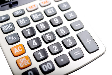 Digital calculator isolated on white background