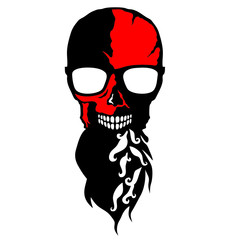 Crâne hipster barbu avec lunette de soleil