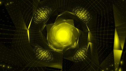 Flight in abstract multicolored corridor 3d illustration