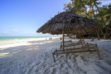 Fototapeta premium Umbrella on stunning tropical beach.
