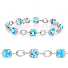 blue topaz gemstone and diamond bracelet