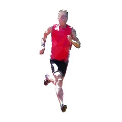 Fototapeta na wymiar Low poly running man, abstract vector illustration