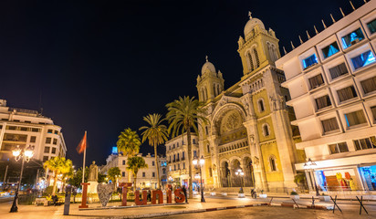 De kathedraal van St. Vincent de Paul in Tunis, Tunesië