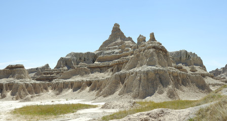 Panorama of the Eroded Formations of the Badlands of South Dakota