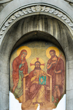 The entrance to the church in Pancevo