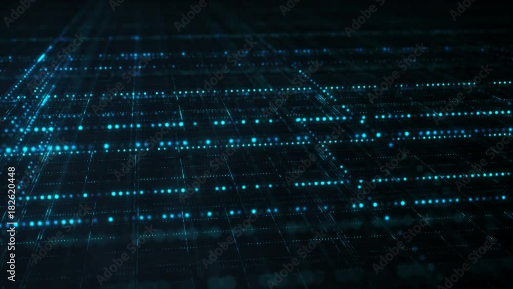 Poster blue sci-fi grid. information technology futuristic concept. computer generated seamless loop animat