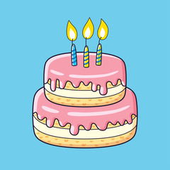 Birthday cake with three candles.