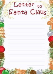 New Year greeting card Letter to Santa Claus. Vector illustration