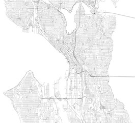Fototapeta na wymiar Strade di Seattle, cartina della città, Stati Uniti. Stradario