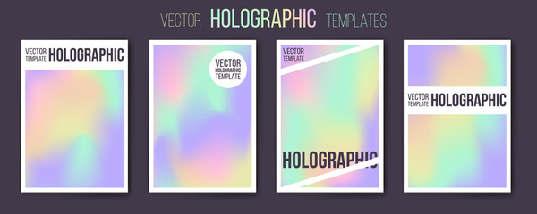 Set of vector holographic gradient templates. Empty blank templates for cover, presentation, brochure or background. Easy to modify and resize. Was made using full vector gradient mesh tool - 182621852