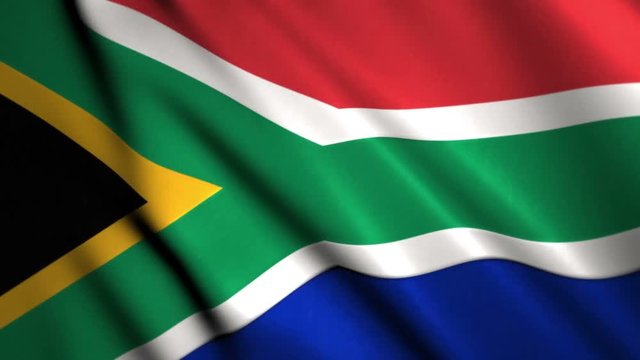 South African flag waving in the wind