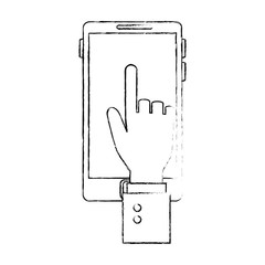 hand with smartphone device vector illustration design