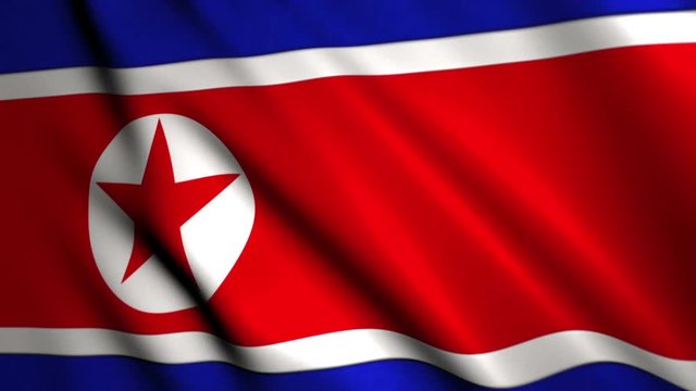 north Korean flag waving in the wind