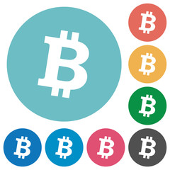 Bitcoin digital cryptocurrency flat round icons