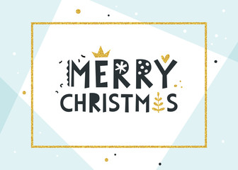 Merry Christmas background. Contemporary pale blue geometric background.