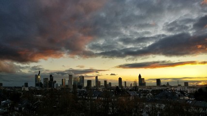 Dark sunset clouds over Frankfurt