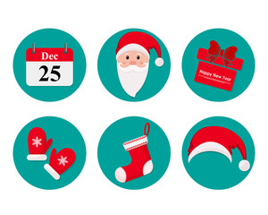 Set of Christmas and New Year icons. Vector illustration