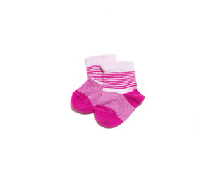 Colorful baby socks isolated on white background