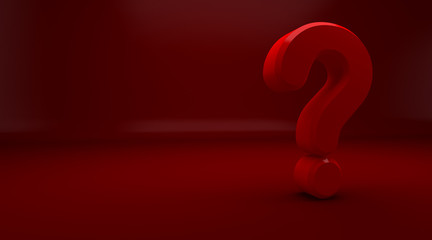 3D rendering of red Question Mark on red Background. Exclamation and question mark