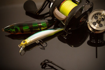 A set of fishing equipment.