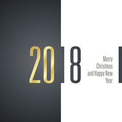 Merry Christmas Happy New Year 2018 gold black white banner vector