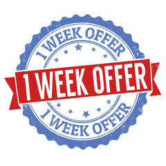 One week offer grunge rubber stamp
