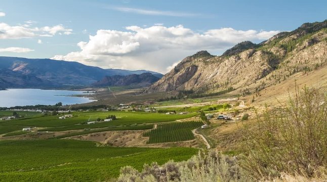 motion dolly shot of cloudy day at the Osoyoos, BC, Canada