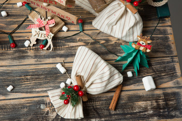 Christmas decoration on wooden table