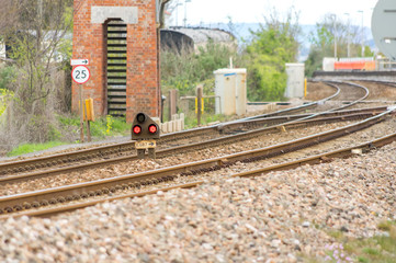 Railroad tracks.