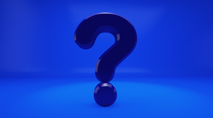 3D rendering of bleu Question Mark on blue Background. Exclamation and question mark