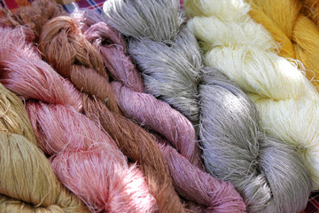 colorful raw silk thread