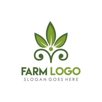 Leaf green, eco, and agriculture logo design template