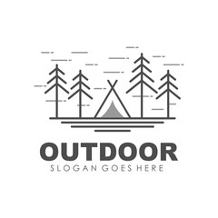 Camping, outdoor and adventure logo design template
