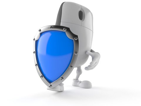 Computer mouse character with shield