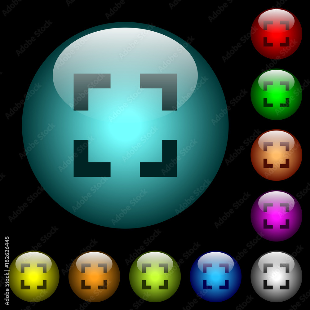Poster selector tool icons in color illuminated glass buttons