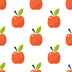 Apple background textile red fruits slice seamless pattern vector illustration.