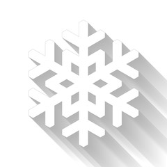 Fototapeta premium Snowflake icon. Christmas and winter theme. Simple flat white illustration with gradient long shadow isolated on white background.