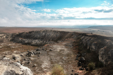 Abandoned stone mine in a remote place from the city.