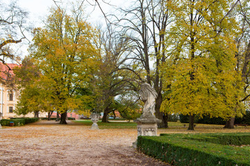 Fototapeta na wymiar Gardens at Austerlitz palace. Savkov u Brna, Czech Republic
